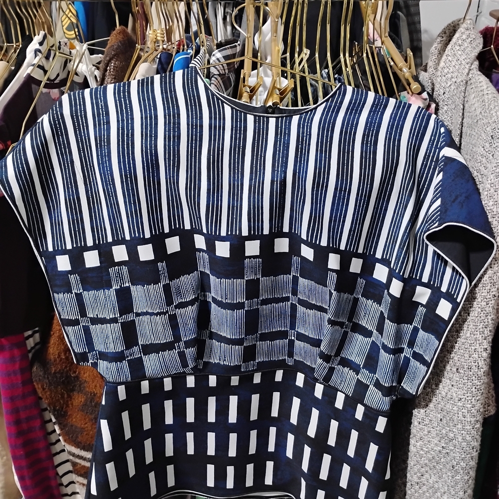 Piazza Sempione Navy and White Striped Top